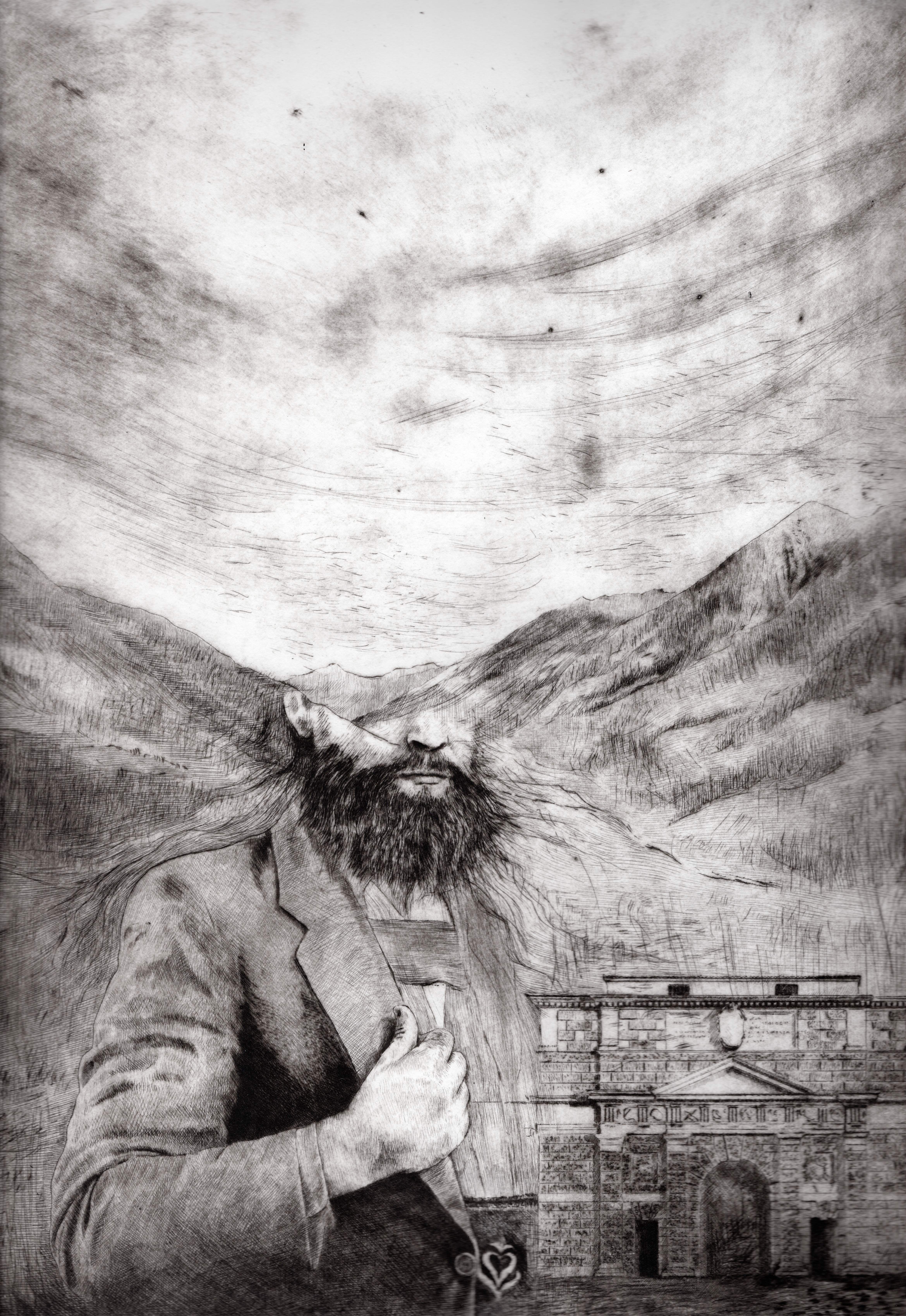 D. Savini 2024 Lo spirito di Hofer puntasecca su vetro sintetico mm 500x350 002